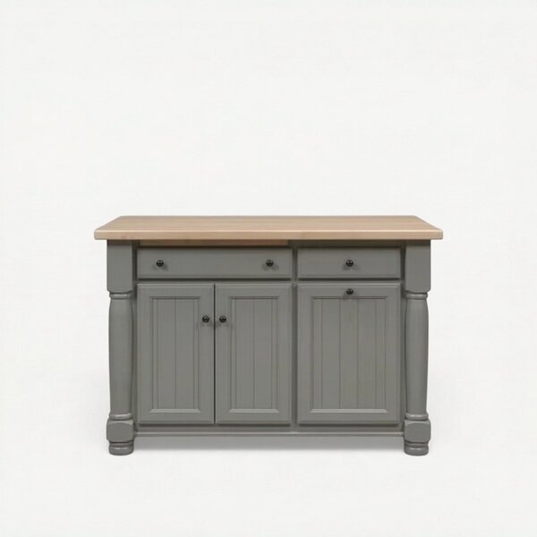 Solid Wood Coriander Country 49" Turned Leg Kitchen Island