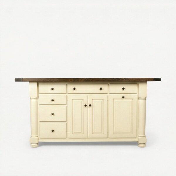 Rosemary French Farmhouse 62" Solid Wood Kitchen Island