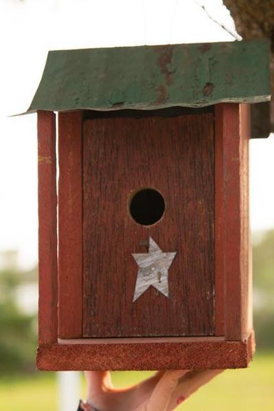 Amish Handcrafted Rustic Wood Bird House with Front Porch