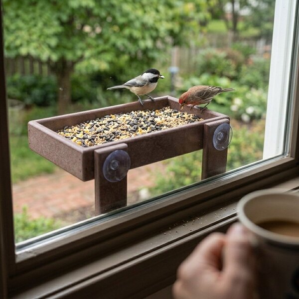 Platform Bird Feeder Window Mount in Poly Lumber