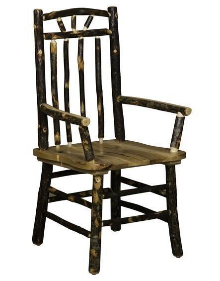 Amish Rustic Hickory Log Spindle Back Armchair