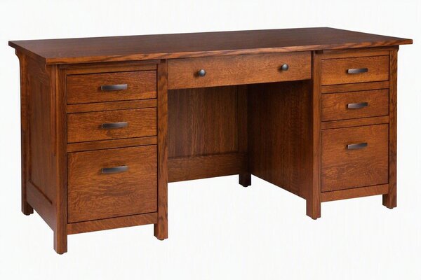 Churchill Mission Solid Wood Executive Desk with File Drawers