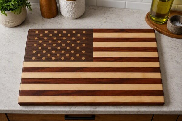 Exotic Wood American Flag Cutting Board