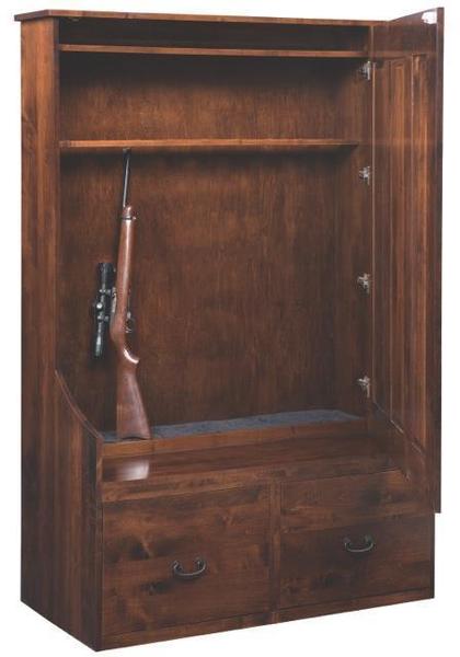 solid wood entryway bench with hidden gun cabinet from dutchcrafters