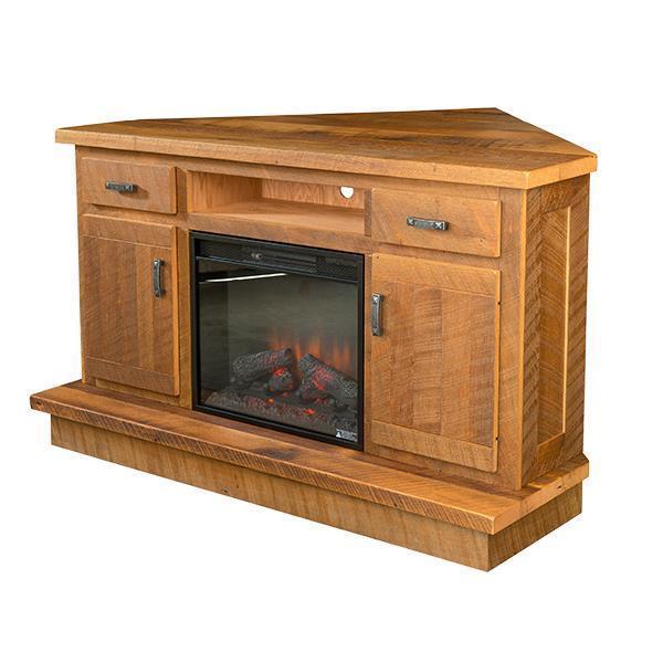 Reclaimed Barnwood Corner TV Stand from DutchCrafters Amish Furniture