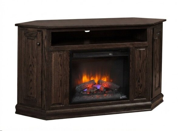 Corner TV Console with Fireplace Insert