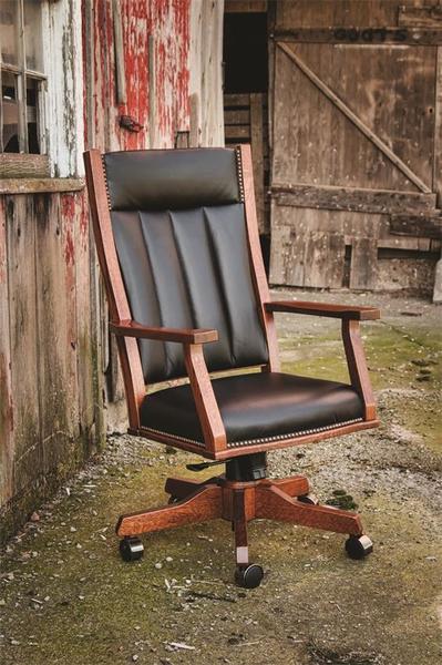 Amish Upholstered Swivel Mission Office Chair With Gas Lift