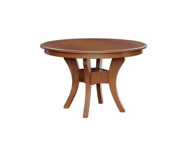 Amish Solid Wood Dorset Round Single Pedestal Dining Table with Curved Legs