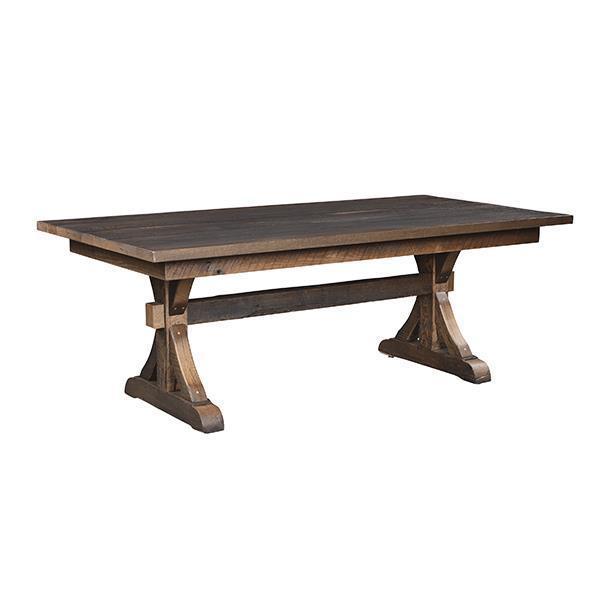 Amish Bristol Barnwood Dining Table with Solid Top