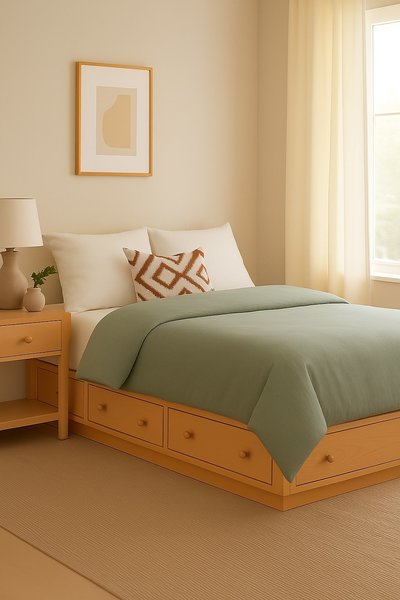 Amish Handcrafted Amos Hardwood Platform Bed with Drawers