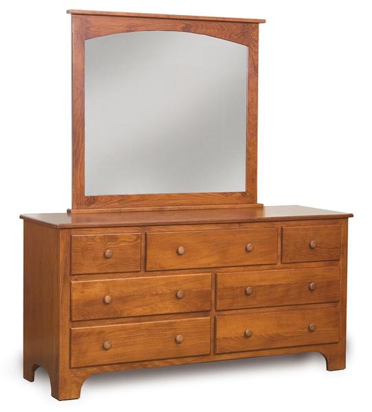 Amish Newcastle Shaker 7Drawer Dresser with Optional Mirror from