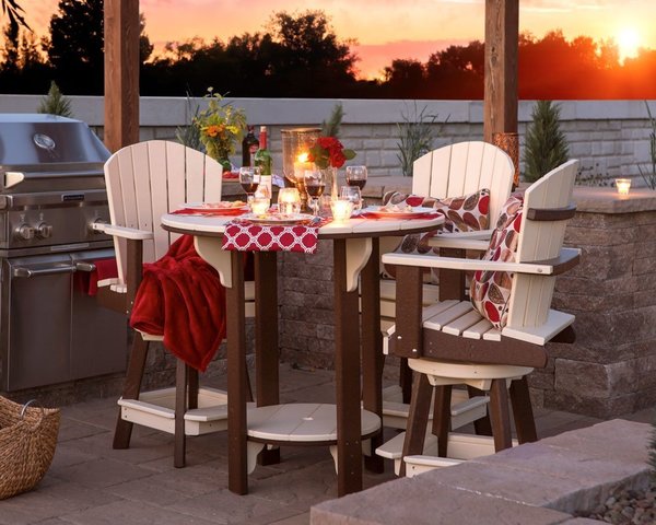 Poly Balcony Bar Table Set with Four Swivel Chairs