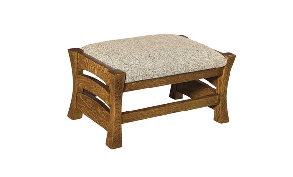 Amish Leavenworth Upholstered Footstool with Wood Frame