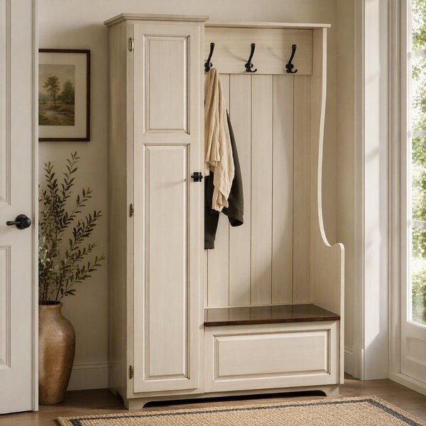 Solid Wood McCord Entryway Hall Tree Bench