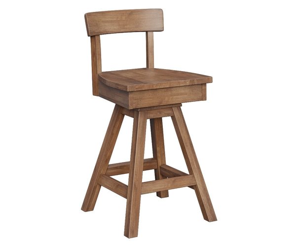 Amish Classic Swivel Solid Wood Bar Stool In Brown Maple With An Almond Finish