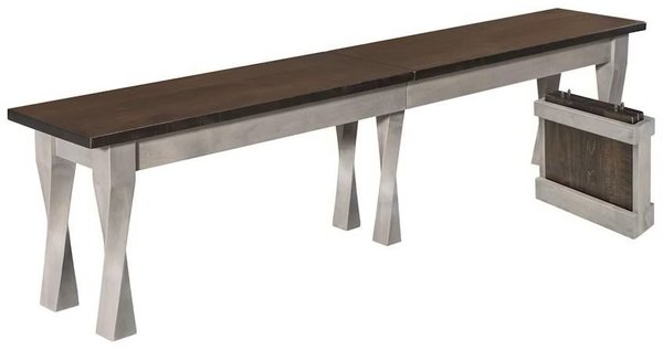 Amish Solid Wood Oxnard Modern Twisted Leg Backless Dining Bench