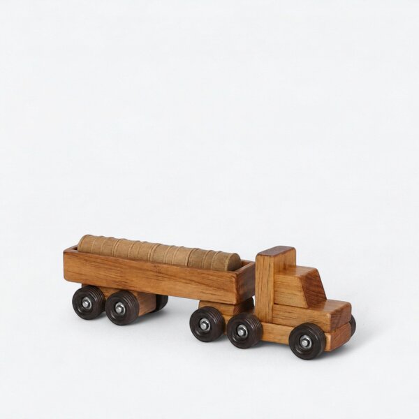 American Made Wood Toy Barrel Truck Small