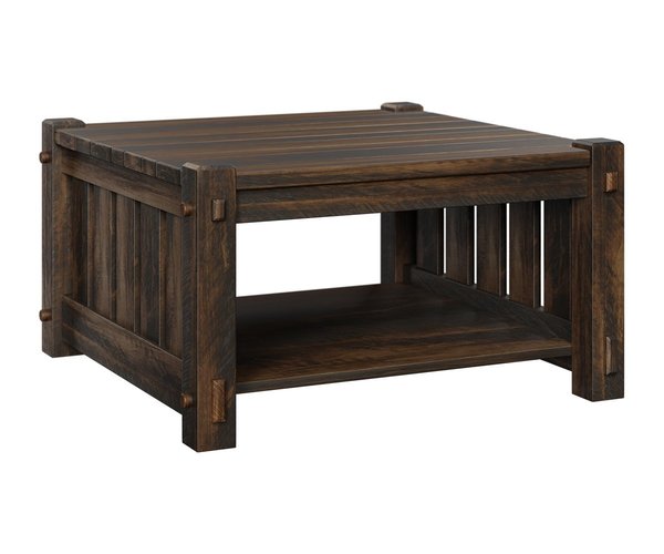 Dutton Rough Sawn Brown Maple Wood Square Coffee Table - Choose Size