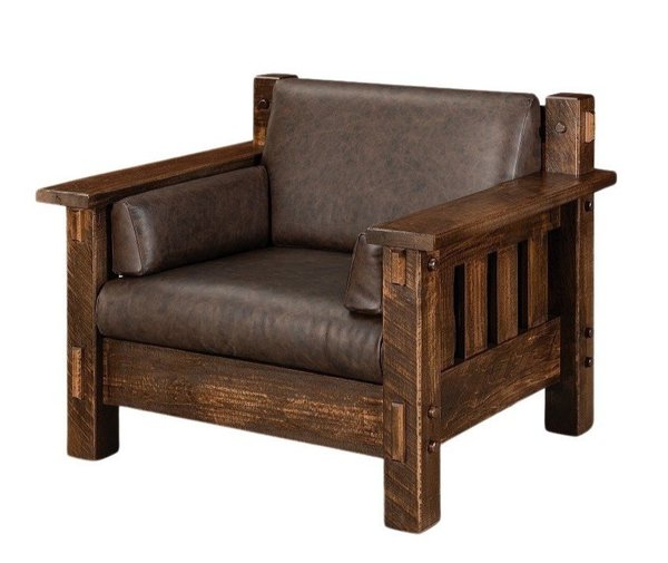 Amish Dutton Rough Sawn Wood Living Room Lounge Arm Chair
