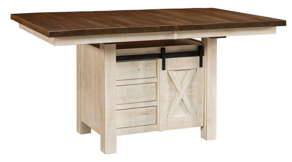 Dutton Rustic Rough Sawn Wood Cabinet Dining Table