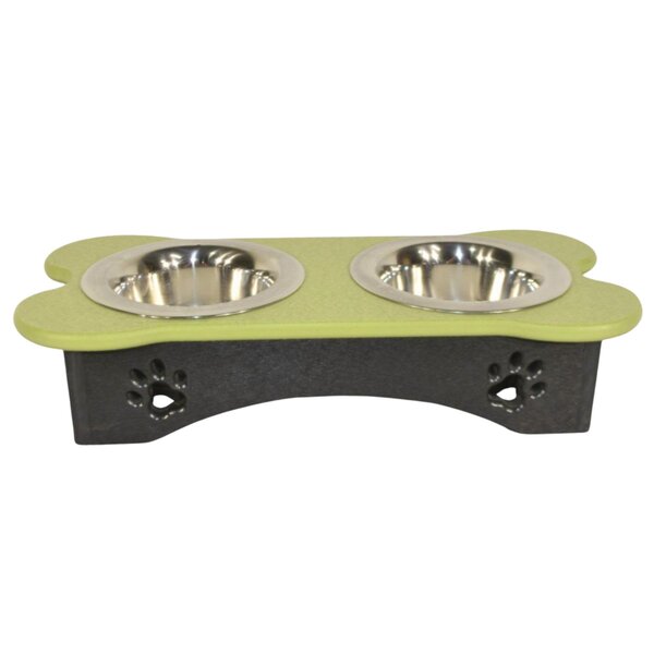 Poly Elevated Double Bowl Small Dog Food Diner, 2 Cups