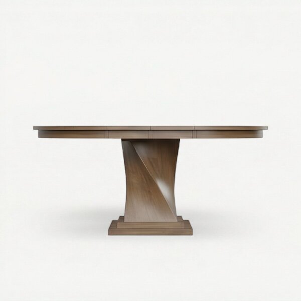 54" Maple Wood Oxnard Modern Single Pedestal Extension Dining Table - Quick Ship