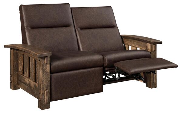 Dutton Rough Sawn Maple Mission Wall Hugger Reclining Loveseat