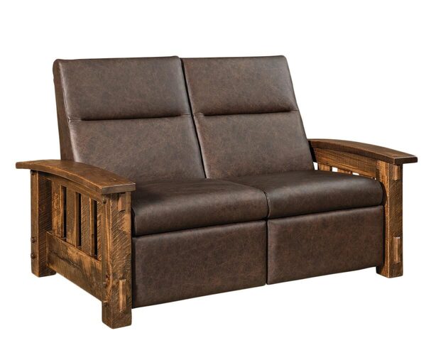 Dutton Rough Sawn Maple Mission Wall Hugger Reclining Loveseat