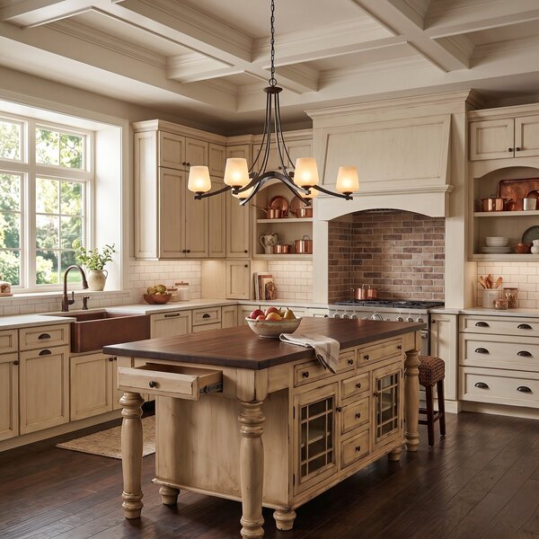 American Made Hubbardton Forge Oval Ribbon Traditional 6 Arm Chandelier