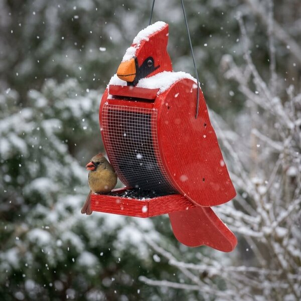 Handcrafted Cardinal Shaped Bird Feeder