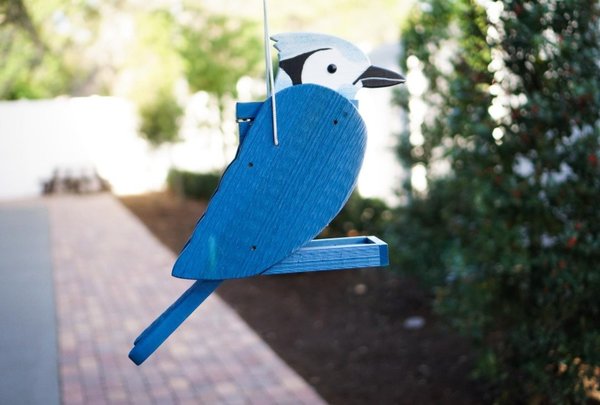Handcrafted Blue Jay Shaped Bird Feeder