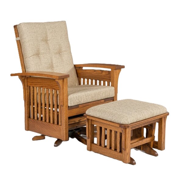 Oak Wood Winthrop Mission Swivel Glider Chair - Quick Ship