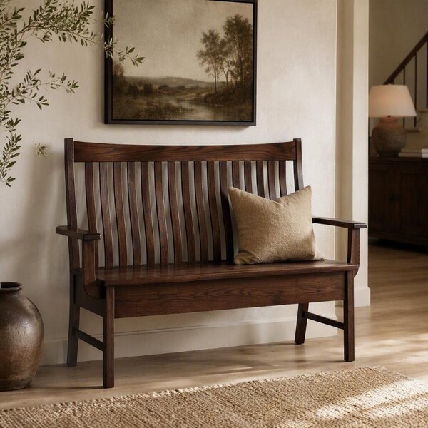 Handcrafted Cushing Mission Entryway Storage Bench