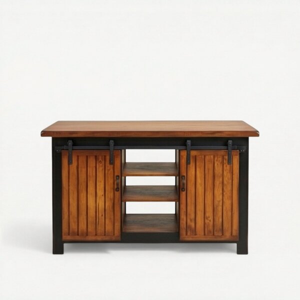 Honey Brook Pine Barn Door Kitchen Island