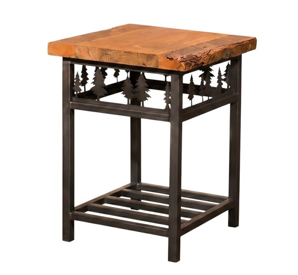 Ironwood End Table with Soft Brown Maple Live Edge