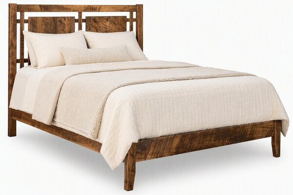 Rough Sawn Maple Galena Modern Farmhouse Open Panel Bed - Quick Ship