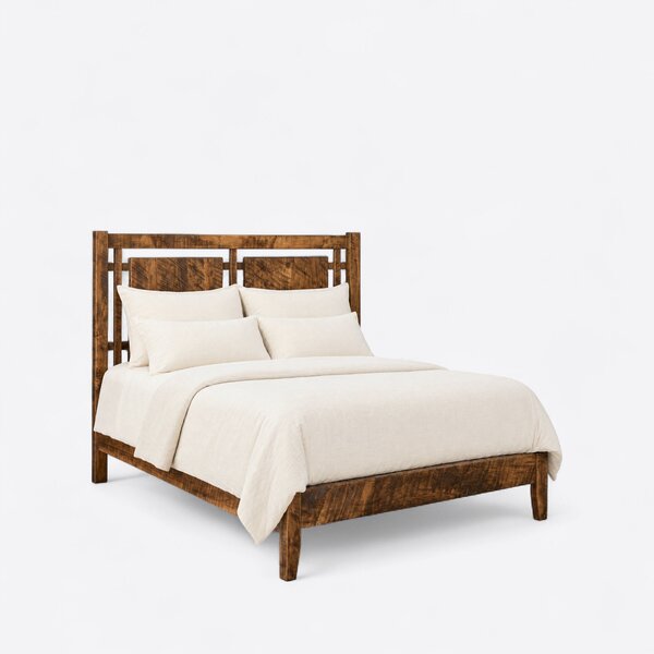 Rough Sawn Maple Galena Modern Farmhouse Open Panel Bed - Quick Ship