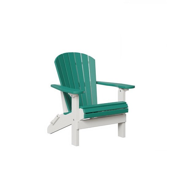 White and Aruba Blue Folding Adirondack Chair Quick Ship by