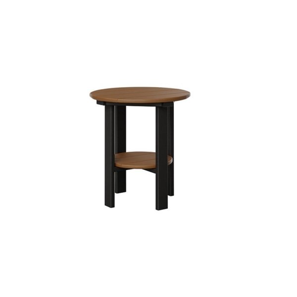 Black and Cedar Round Outdoor Side Table Quick Ship by