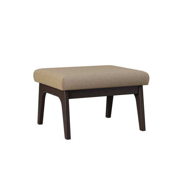 Mid Century Modern Performance Fabric Footstool in Onyx From