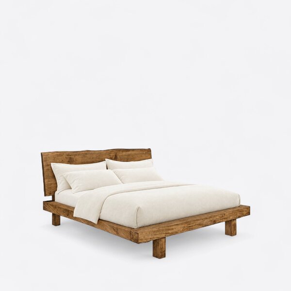 Autumn Minimalist Platform Bed with Live Edge Headboard