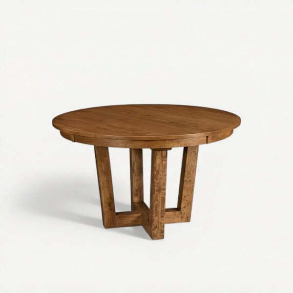 Astor Modern Round Single Pedestal Dining Table - Unique Geometric Base