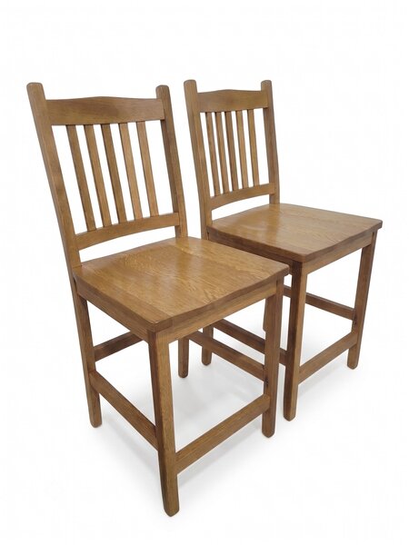 Outlet Quarter Sawn Oak Mission Counter Stool Set In-Stock (Set of 2)