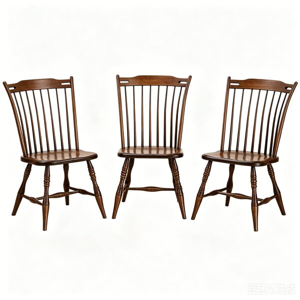 Outlet Maple Straight Back Windsor Chair Set In-Stock (Set of 3)
