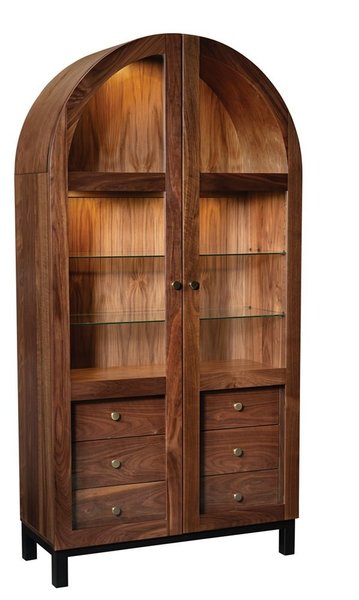 Arched Modern Storage Cabinet with Glass Doors