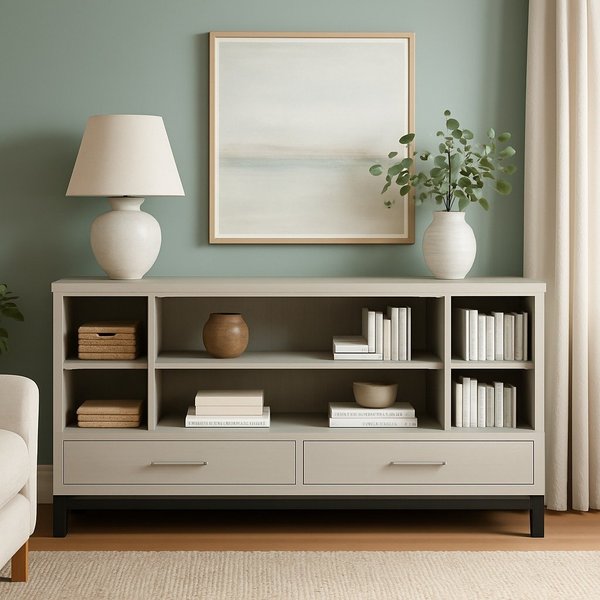 Amish Hartly Modern Open Media Console 72" - 82"