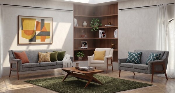 Handcrafted Luna Modern 4-Piece Living Room Furniture Set
