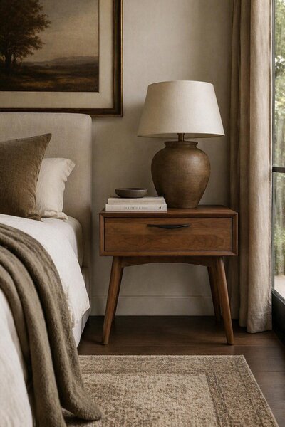 Kirtland Mid-Century Modern 1-Drawer Open Nightstand
