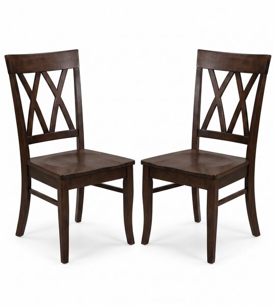 Outlet Hard Maple Wood Double X-Back Dining Chair Set In-Stock (Set of 2)