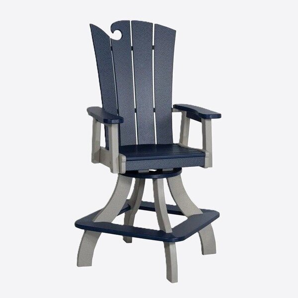 Poly Outdoor Ocean Wavz Swivel Counter or Bar Chair